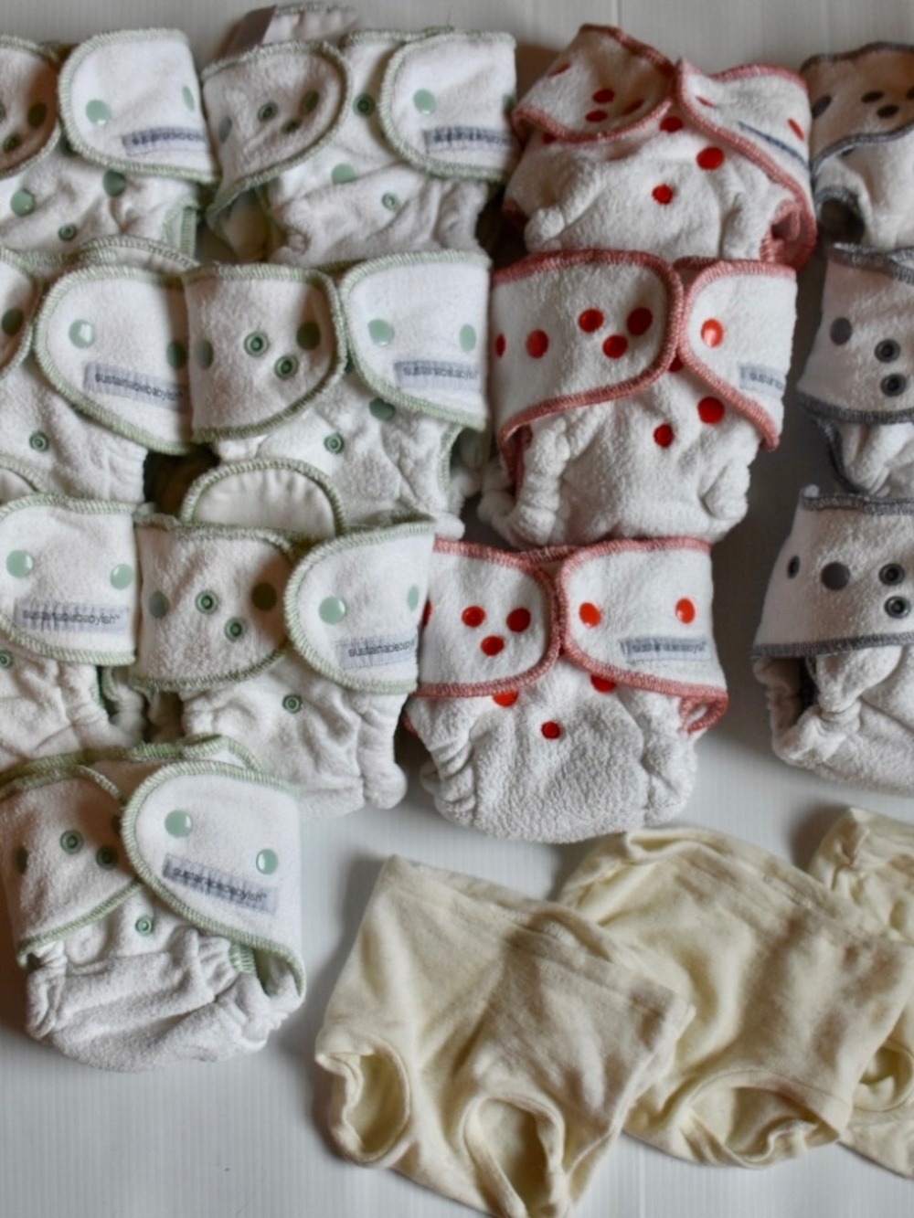 Sloomb size 1 all-in-one newborn bamboo cloth diapers with Engel wool covers
